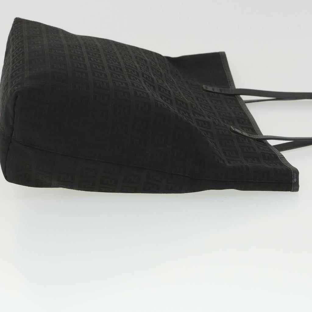 FENDI Zucchino Canvas Shoulder Bag Black rd4347