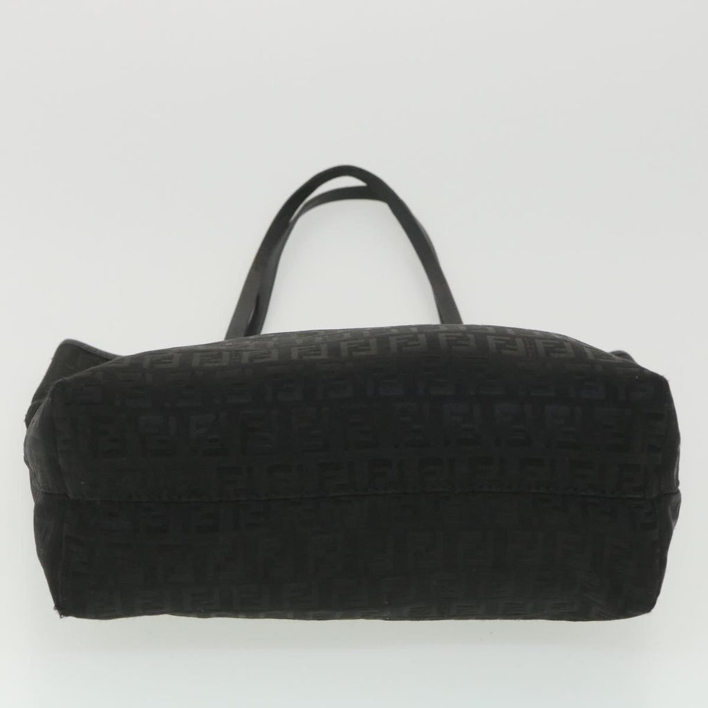 FENDI Zucchino Canvas Shoulder Bag Black rd4347