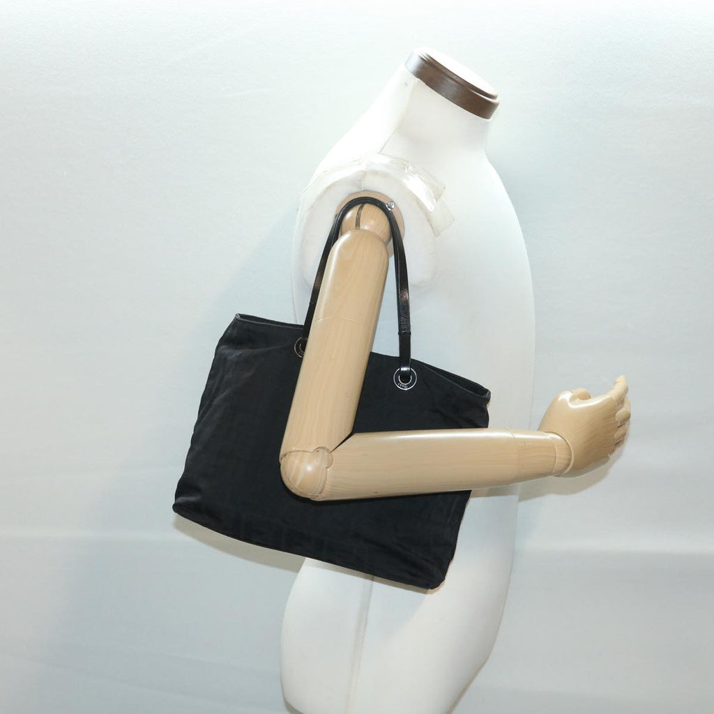 FENDI Zucca Canvas Shoulder Bag Nylon Black rd4348