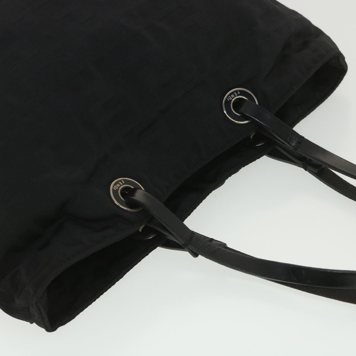 FENDI Zucca Canvas Shoulder Bag Nylon Black rd4348