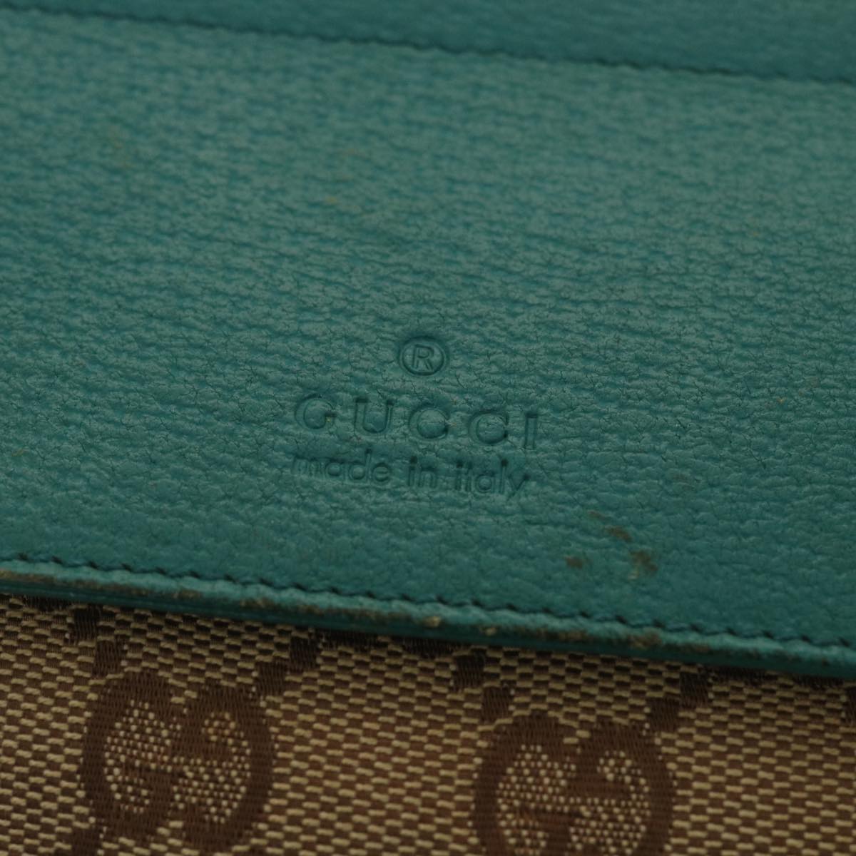 GUCCI Sherry Line GG Canvas Waist Bag Beige Turquoise Blue 28566 rd4355