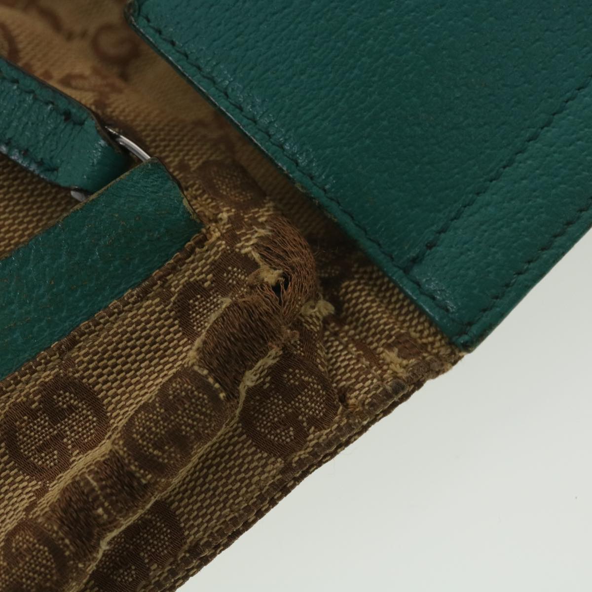GUCCI Sherry Line GG Canvas Waist Bag Beige Turquoise Blue 28566 rd4355