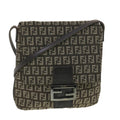 FENDI Zucchino Canvas Shoulder Bag Brown Beige rd4369