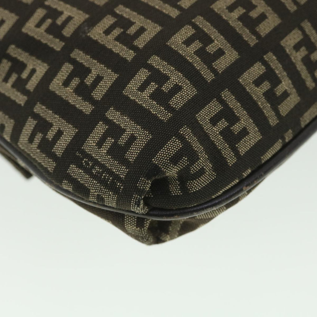 FENDI Zucchino Canvas Shoulder Bag Brown Beige rd4369