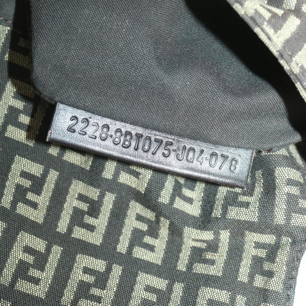 FENDI Zucchino Canvas Shoulder Bag Brown Beige rd4369