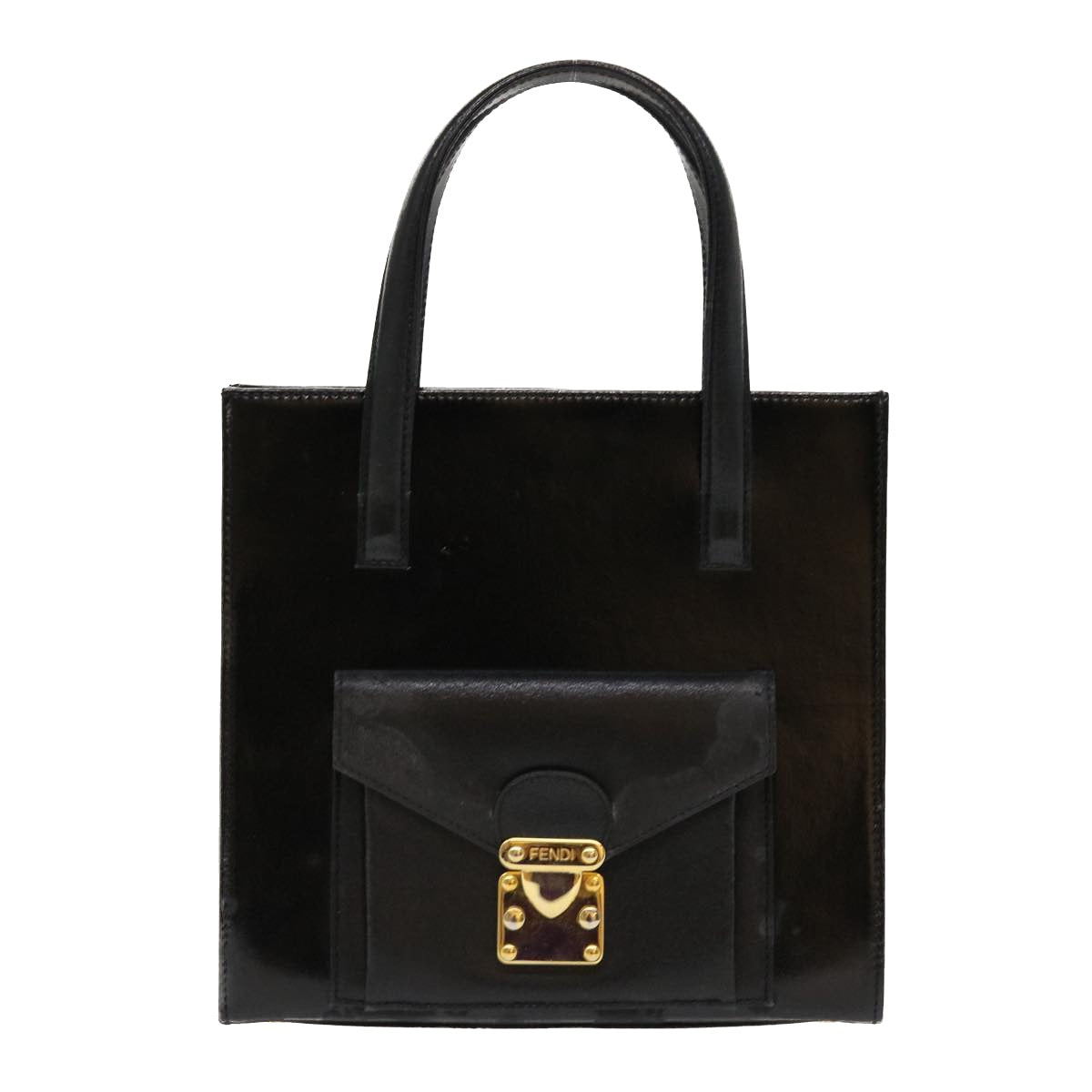 FENDI Hand Bag Leather 2way Black rd4371