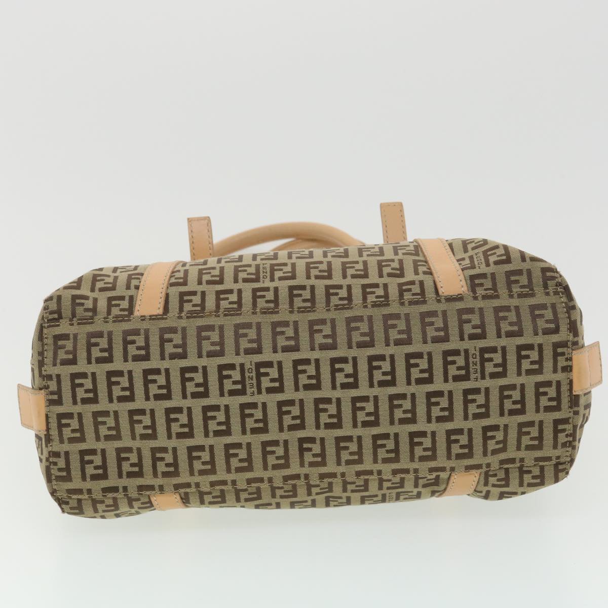 FENDI Zucchino Canvas Shoulder Bag Brown Beige rd4382
