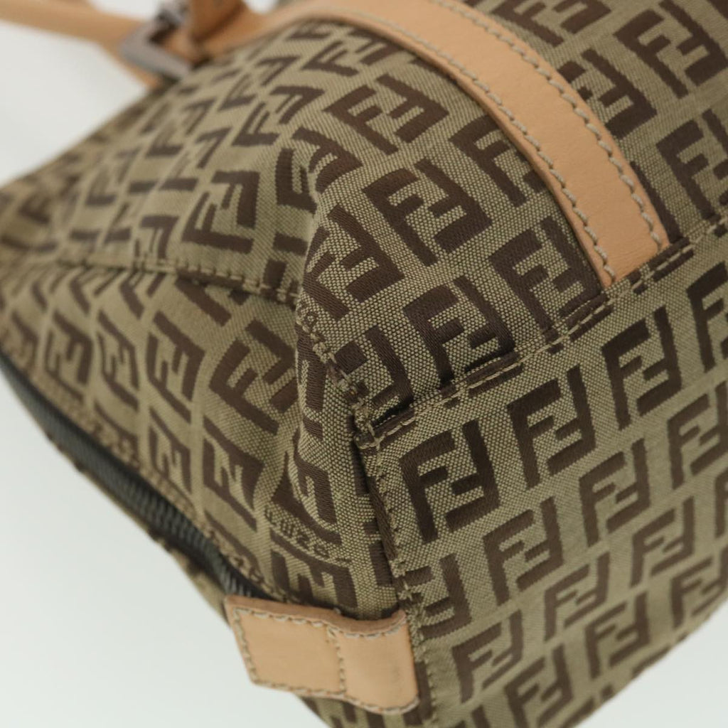 FENDI Zucchino Canvas Shoulder Bag Brown Beige rd4382