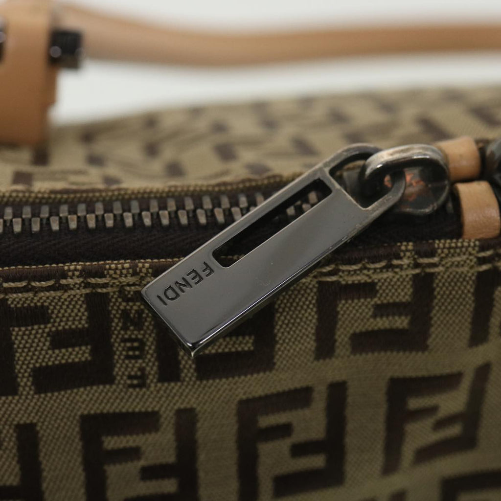 FENDI Zucchino Canvas Shoulder Bag Brown Beige rd4382
