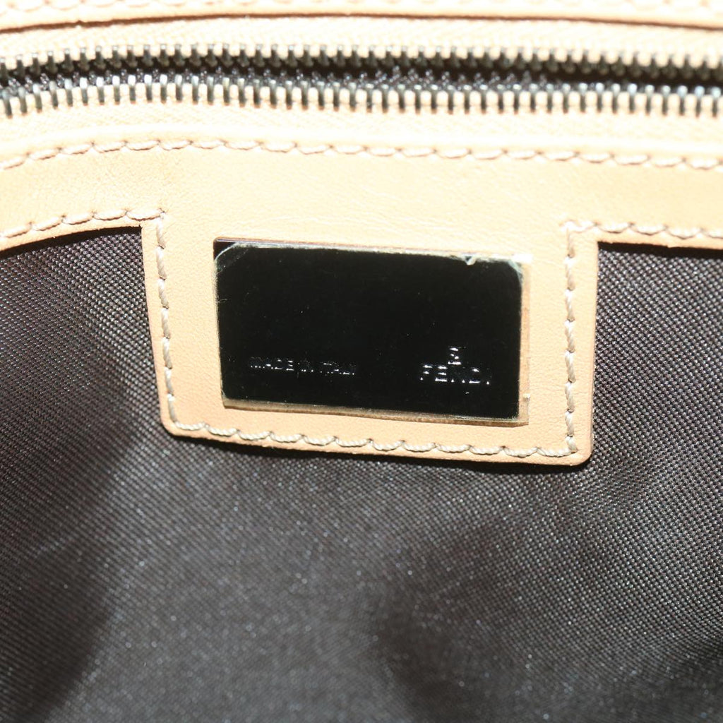 FENDI Zucchino Canvas Shoulder Bag Brown Beige rd4382