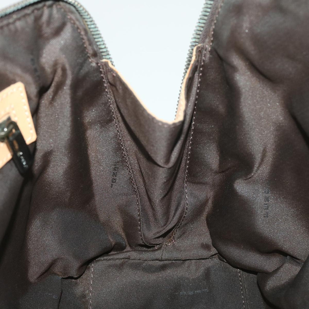 FENDI Zucchino Canvas Shoulder Bag Brown Beige rd4382