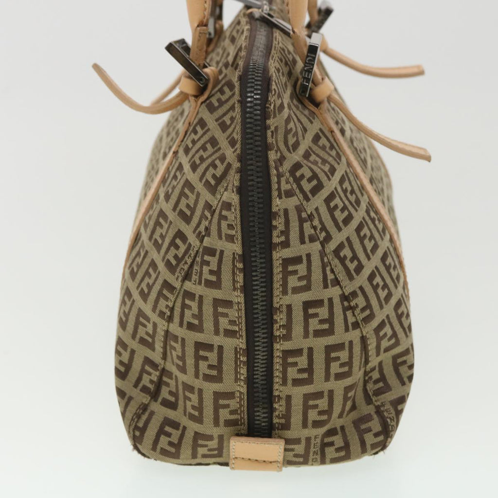FENDI Zucchino Canvas Shoulder Bag Brown Beige rd4382