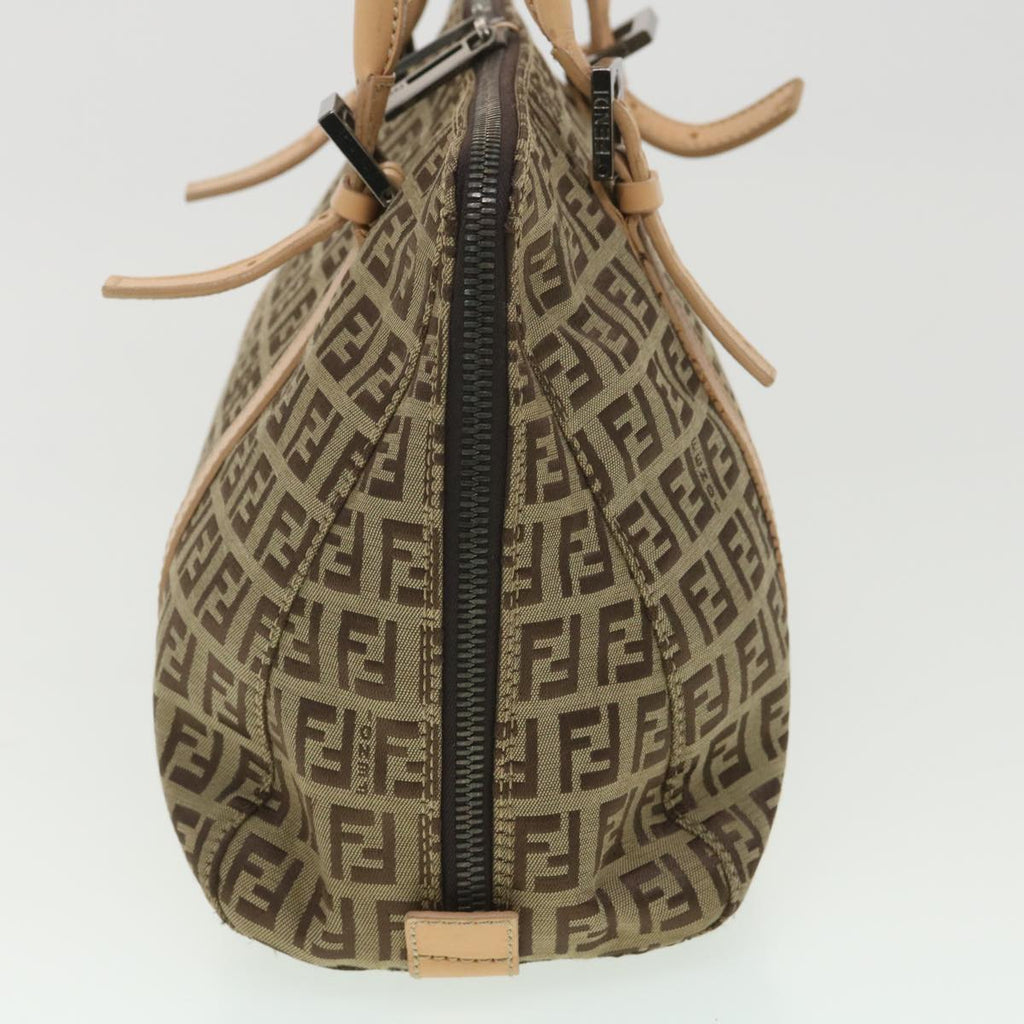 FENDI Zucchino Canvas Shoulder Bag Brown Beige rd4382