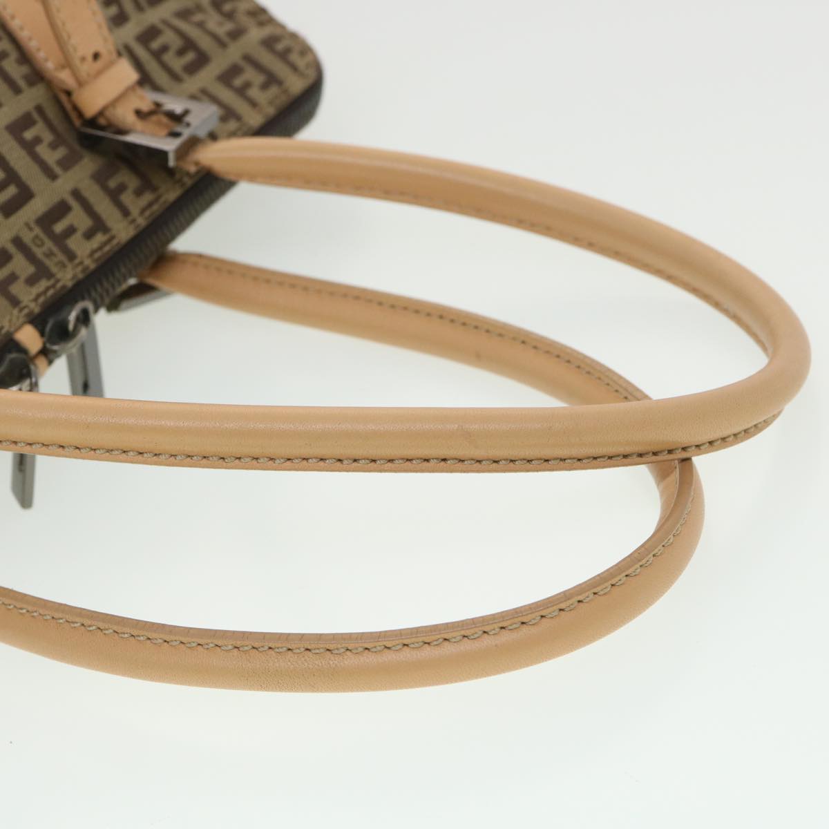 FENDI Zucchino Canvas Shoulder Bag Brown Beige rd4382