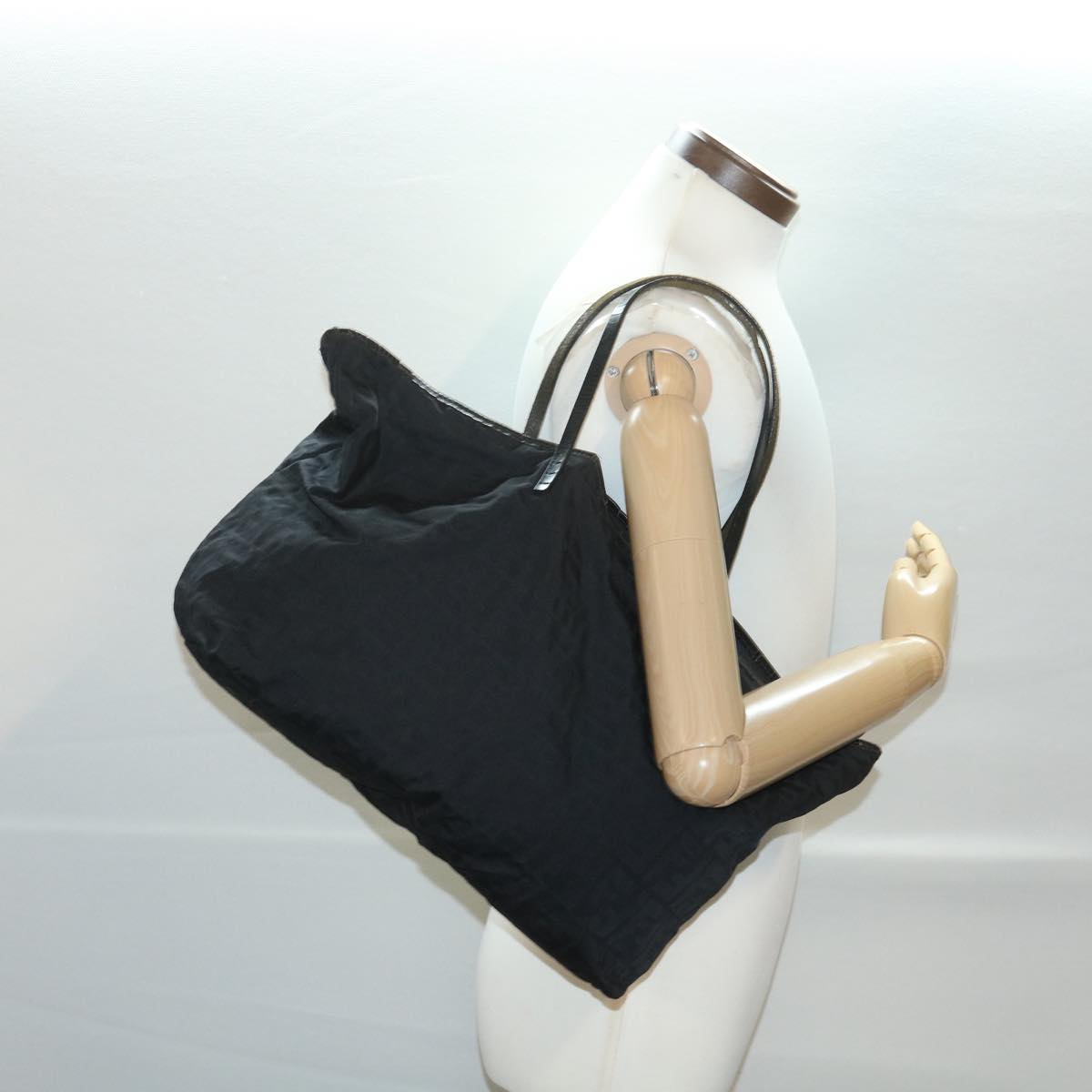 FENDI Zucca Canvas Tote Bag Nylon Black rd4391