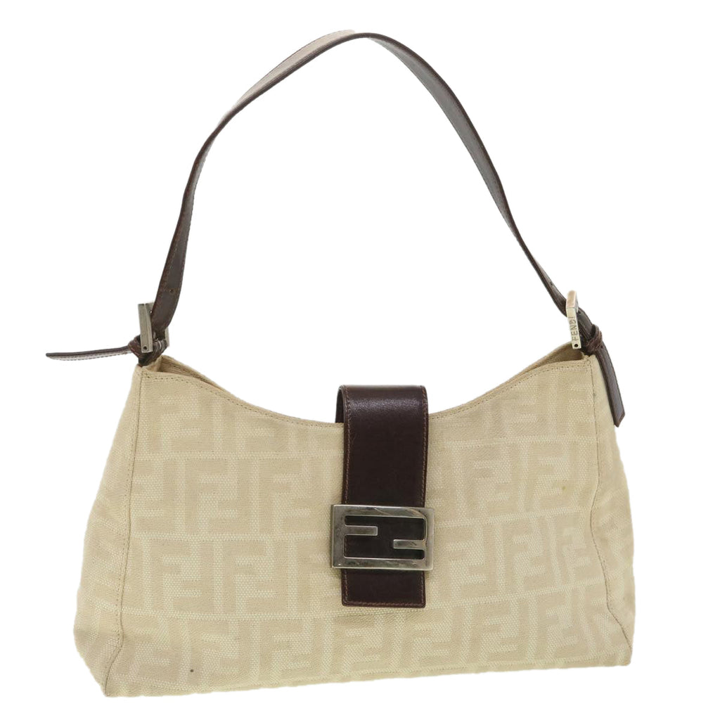 FENDI Zucca Canvas Mamma Baguette Shoulder Bag Beige rd4393