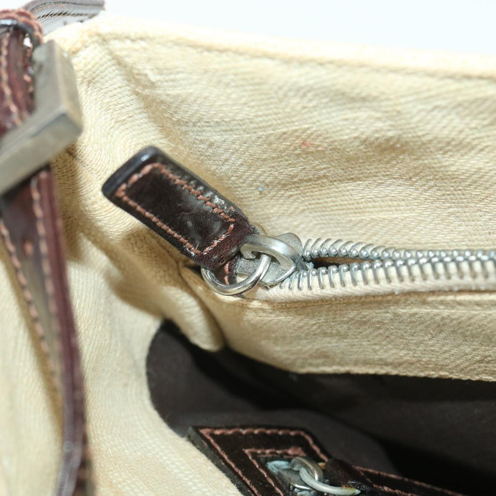 FENDI Zucca Canvas Mamma Baguette Shoulder Bag Beige rd4393