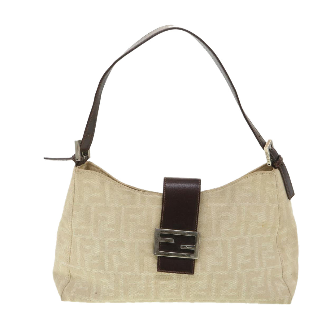 FENDI Zucca Canvas Mamma Baguette Shoulder Bag Beige rd4393