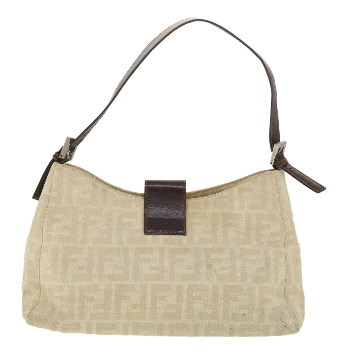FENDI Zucca Canvas Mamma Baguette Shoulder Bag Beige rd4393
