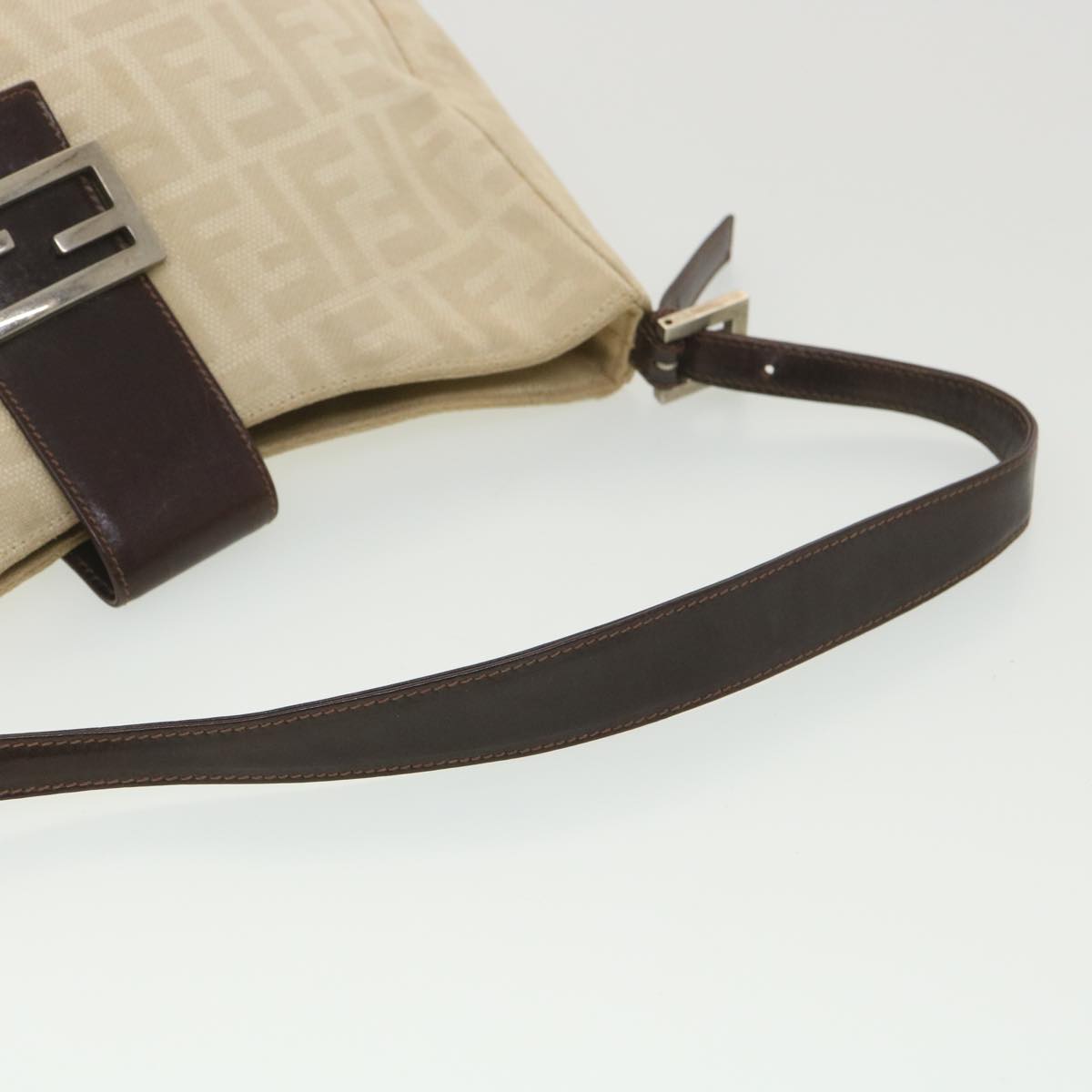 FENDI Zucca Canvas Mamma Baguette Shoulder Bag Beige rd4393