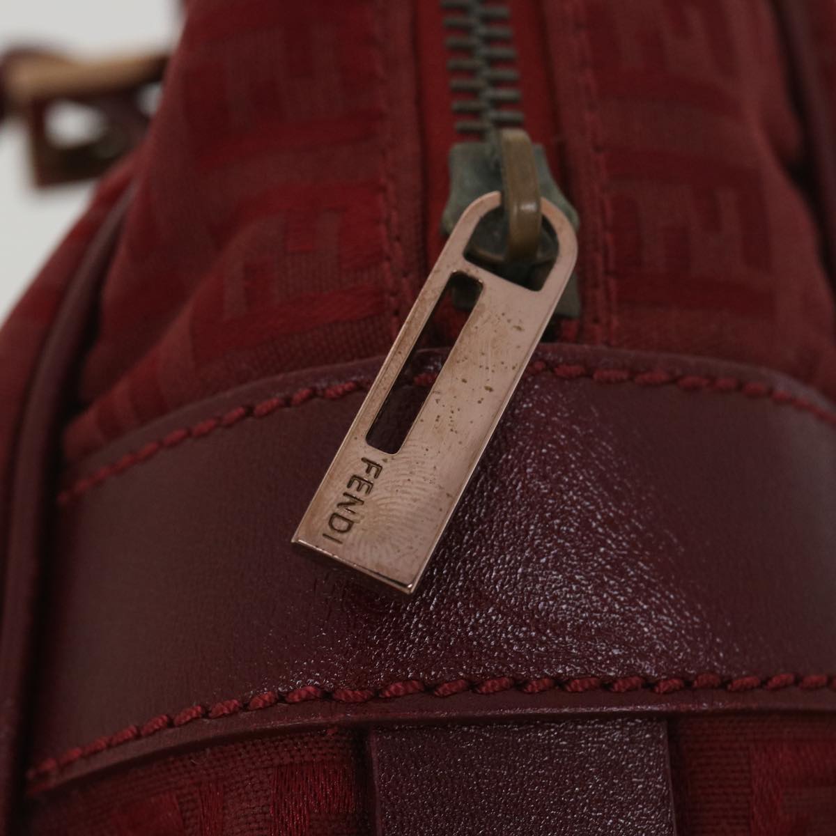FENDI Zucchino Canvas Hand Bag Red rd4396