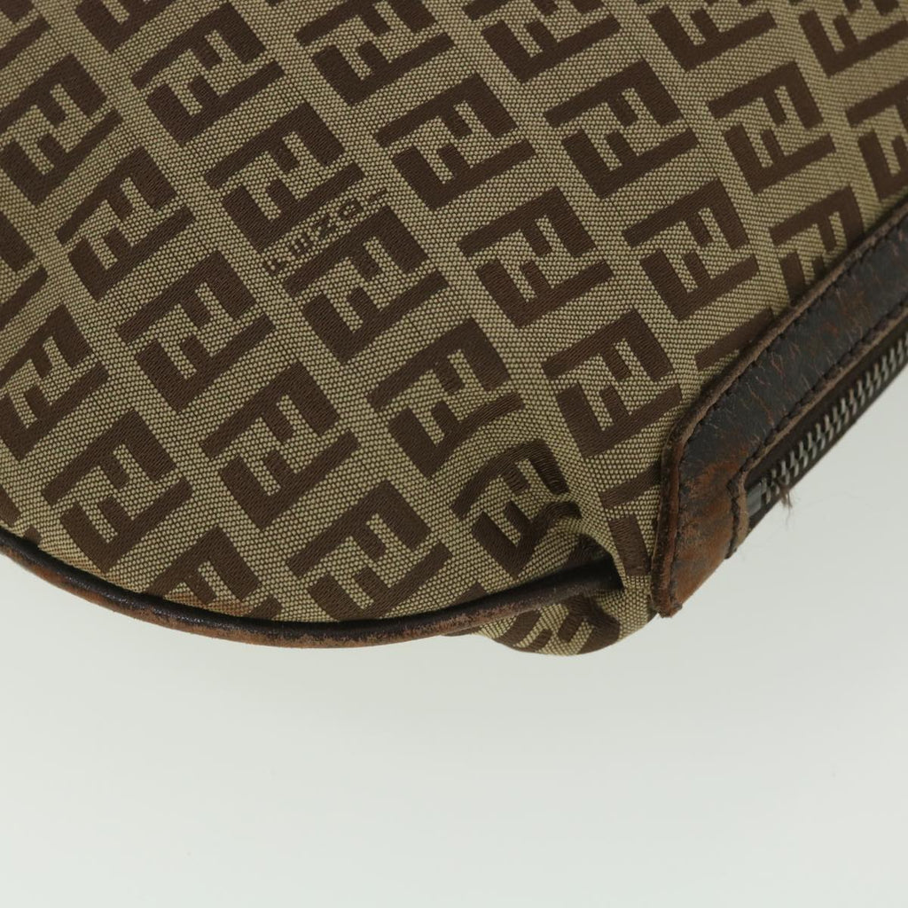 FENDI Zucchino Canvas Shoulder Bag Brown rd4451