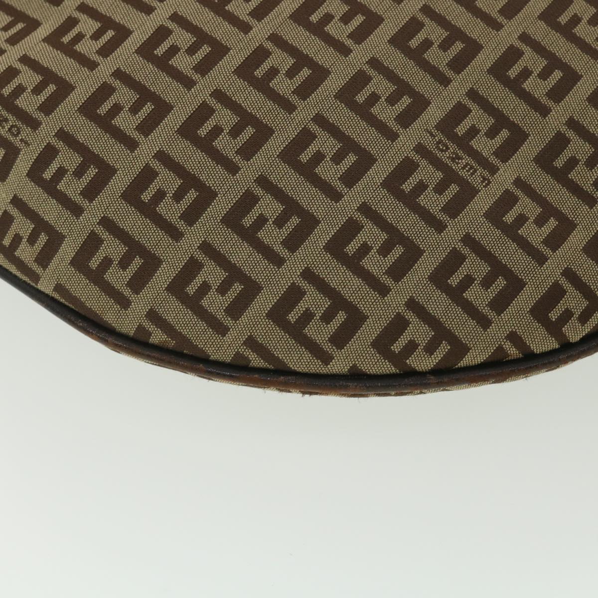 FENDI Zucchino Canvas Shoulder Bag Brown rd4451
