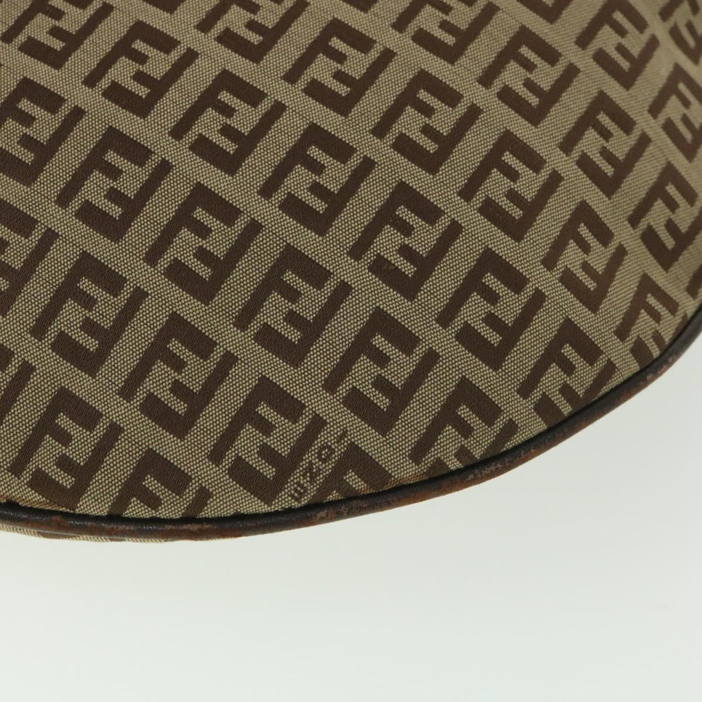 FENDI Zucchino Canvas Shoulder Bag Brown rd4451