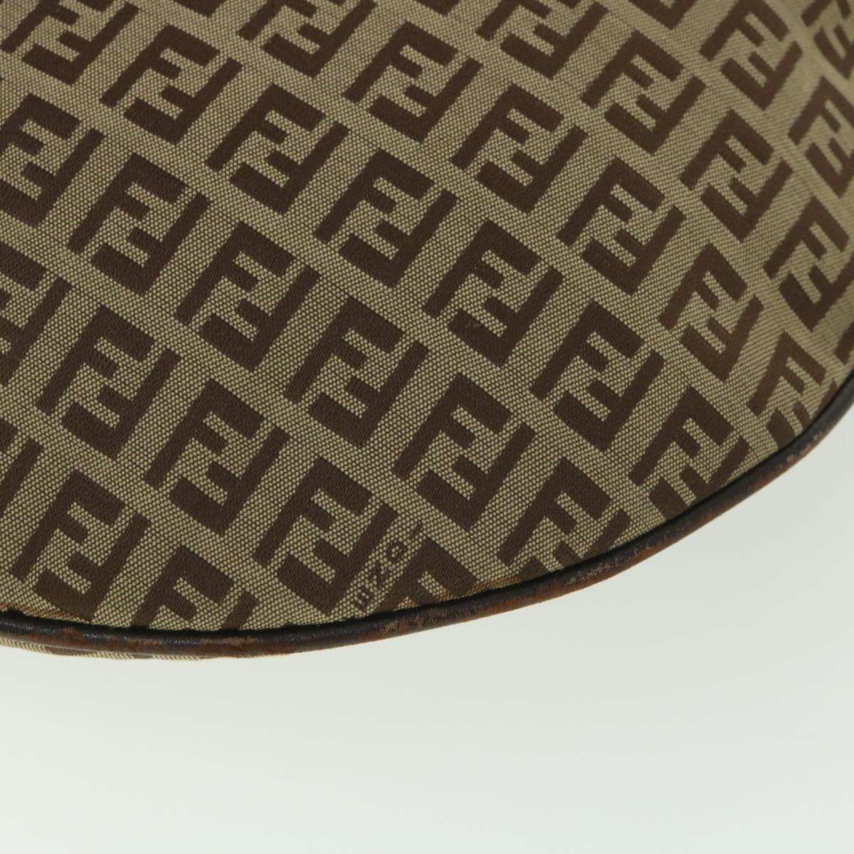 FENDI Zucchino Canvas Shoulder Bag Brown rd4451