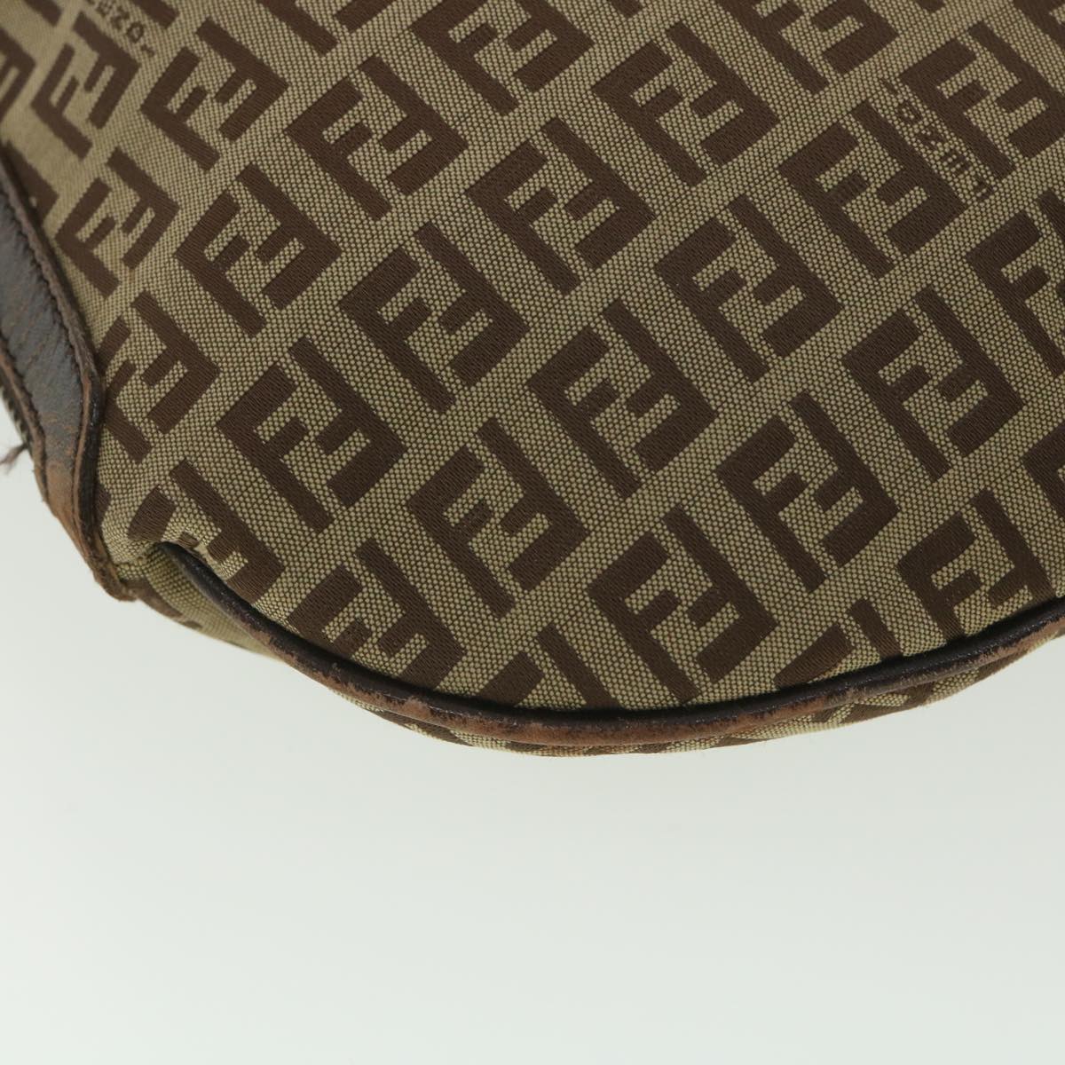 FENDI Zucchino Canvas Shoulder Bag Brown rd4451