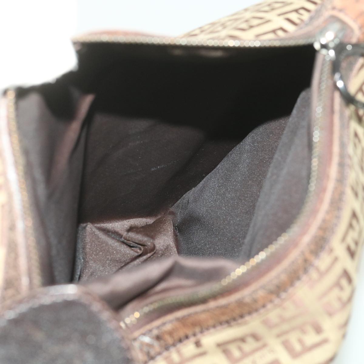 FENDI Zucchino Canvas Shoulder Bag Brown rd4451