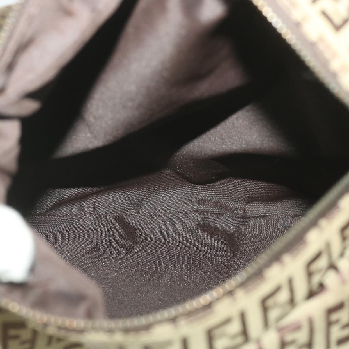 FENDI Zucchino Canvas Shoulder Bag Brown rd4451
