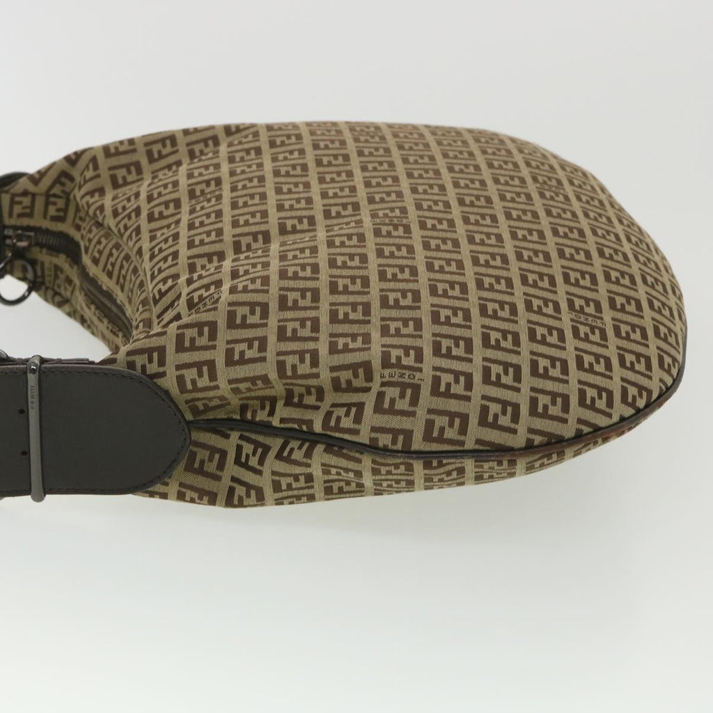 FENDI Zucchino Canvas Shoulder Bag Brown rd4451