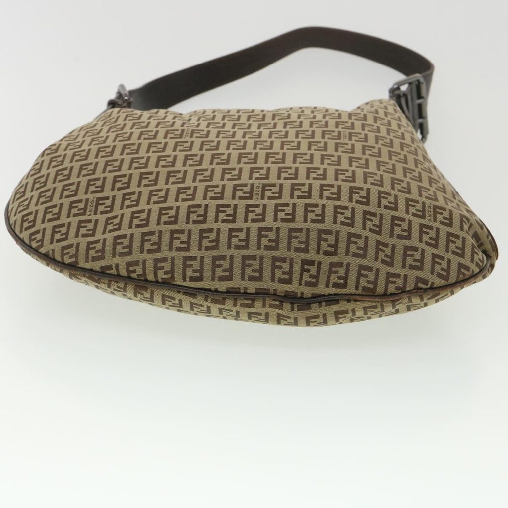 FENDI Zucchino Canvas Shoulder Bag Brown rd4451