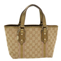 GUCCI Sherry Line GG Canvas Hand Bag Beige Gold pink 213041 rd4461