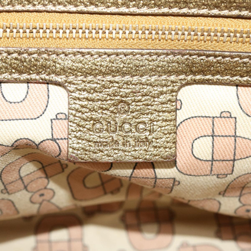 GUCCI Sherry Line GG Canvas Hand Bag Beige Gold pink 213041 rd4461