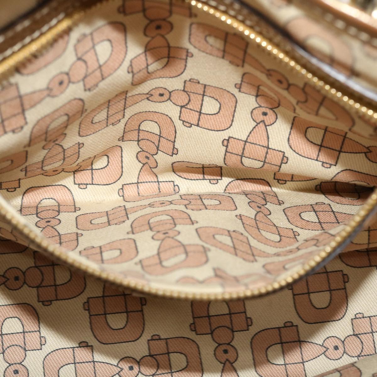 GUCCI Sherry Line GG Canvas Hand Bag Beige Gold pink 213041 rd4461