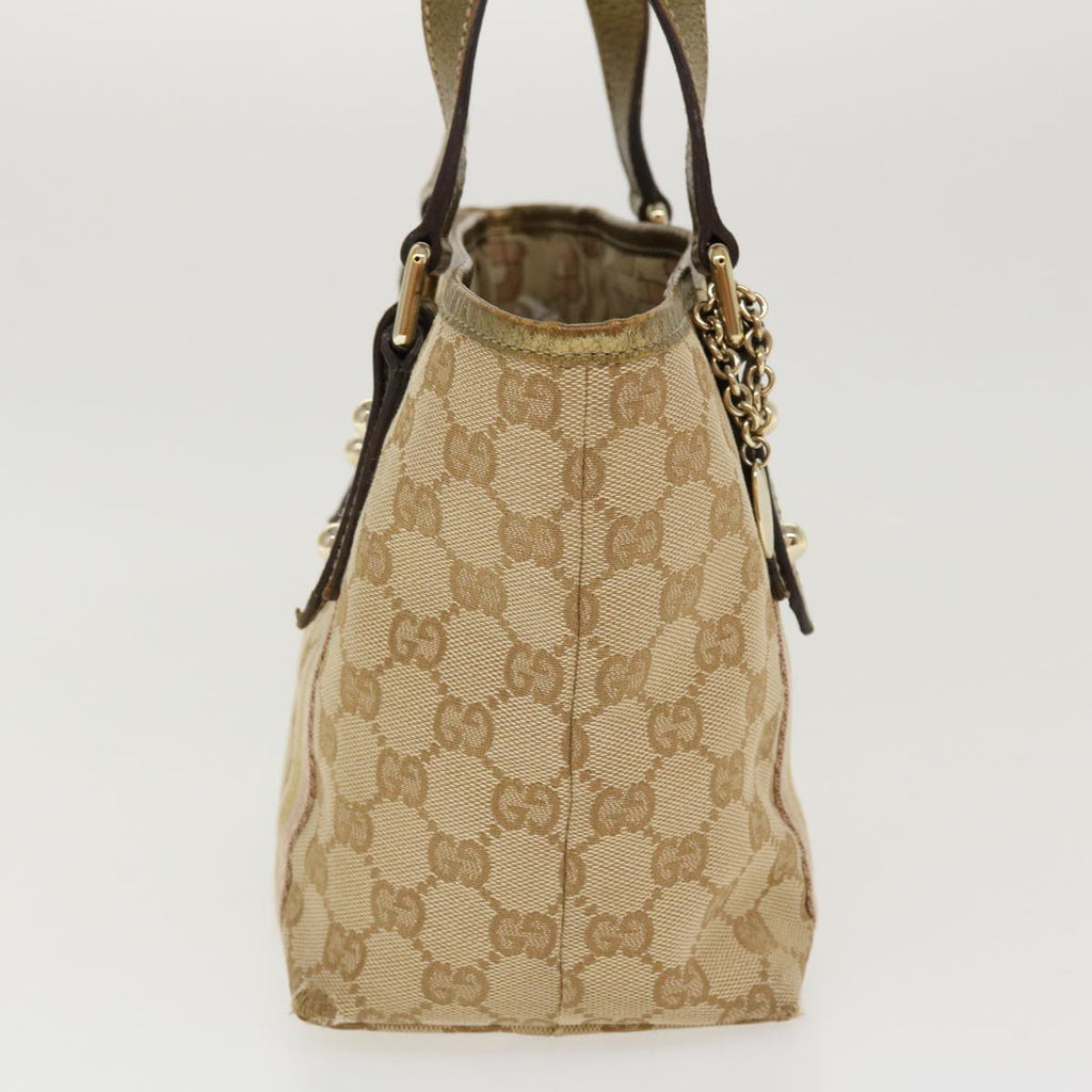 GUCCI Sherry Line GG Canvas Hand Bag Beige Gold pink 213041 rd4461