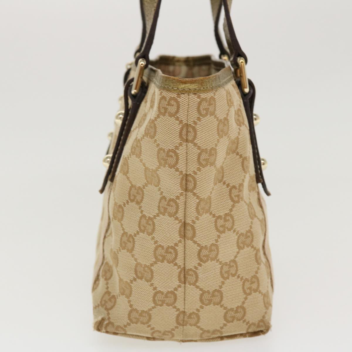 GUCCI Sherry Line GG Canvas Hand Bag Beige Gold pink 213041 rd4461