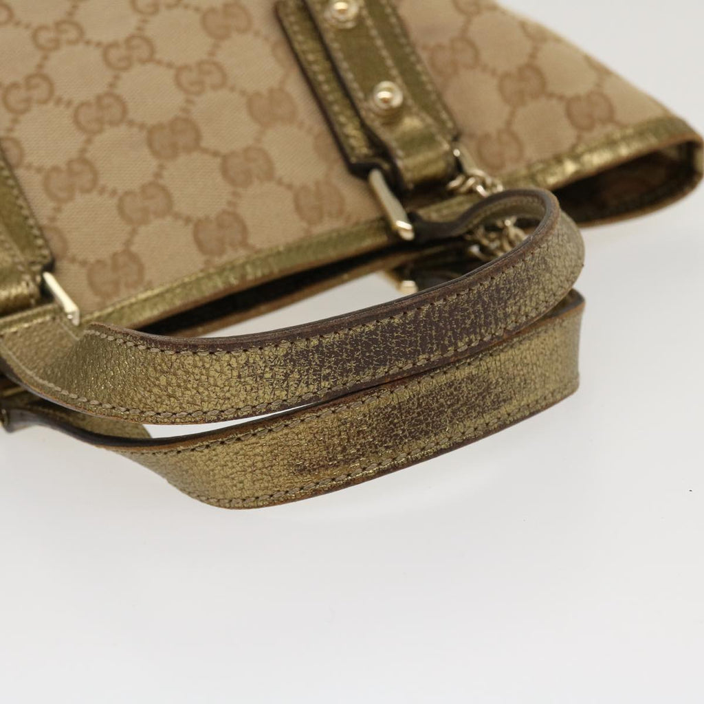 GUCCI Sherry Line GG Canvas Hand Bag Beige Gold pink 213041 rd4461