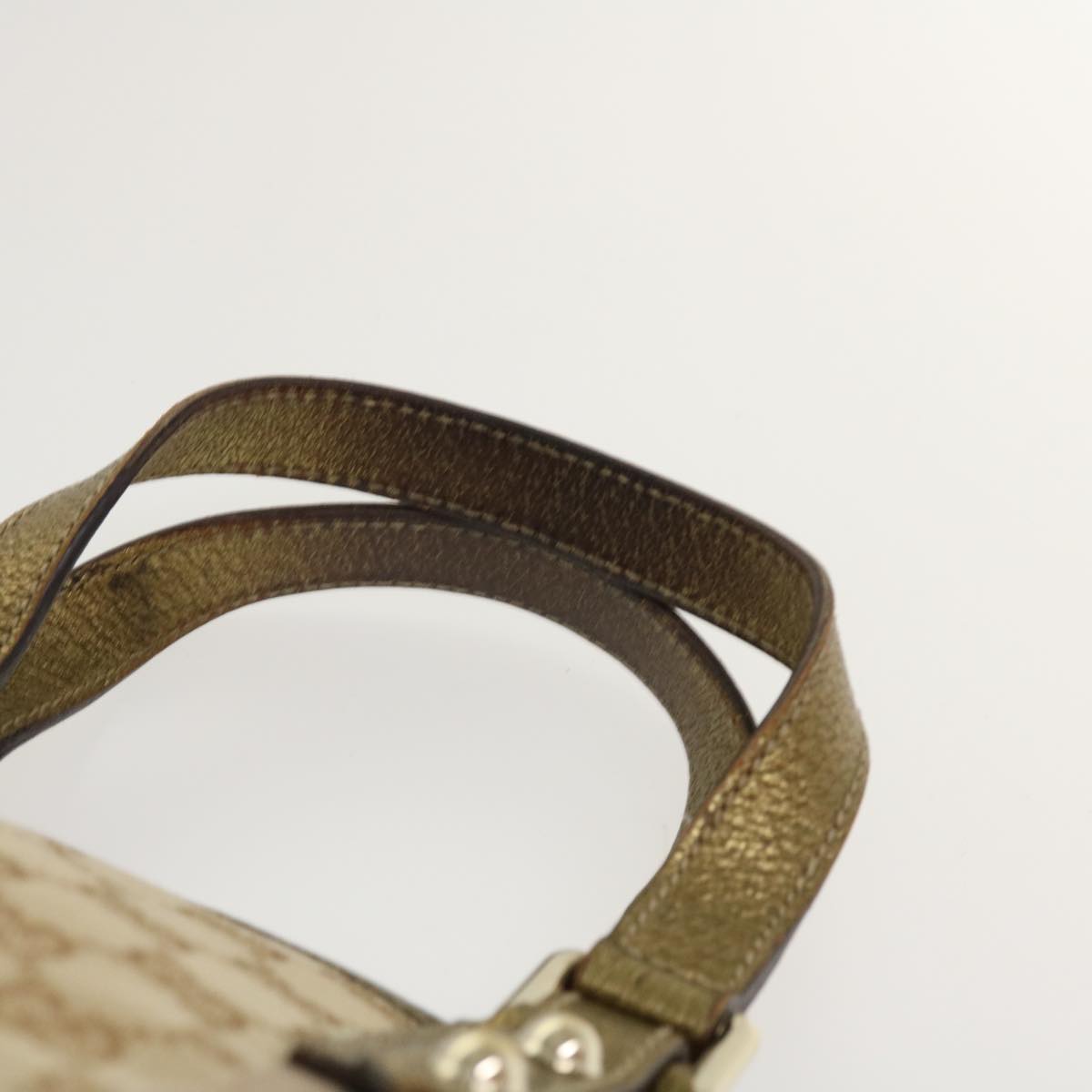 GUCCI Sherry Line GG Canvas Hand Bag Beige Gold pink 213041 rd4461