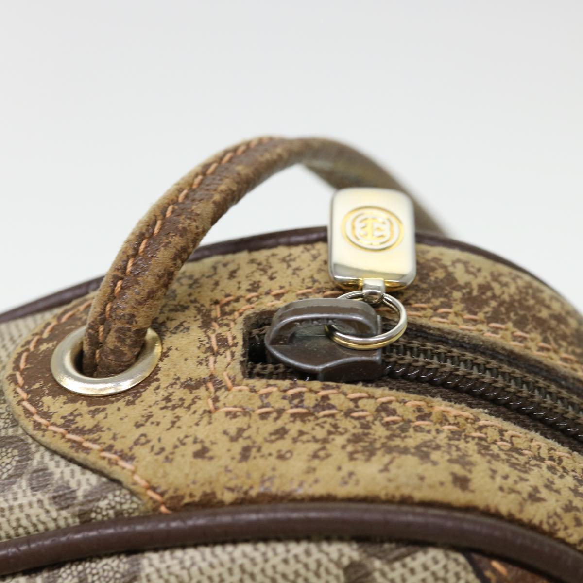 GUCCI Web Sherry Line GG Canvas Shoulder Bag PVC Leather Beige Green rd4502