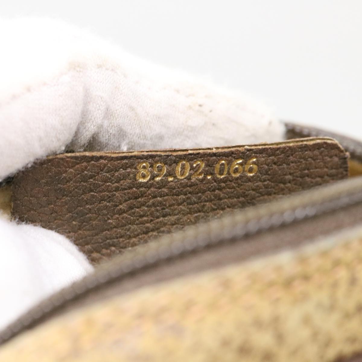 GUCCI Web Sherry Line GG Canvas Shoulder Bag PVC Leather Beige Green rd4502