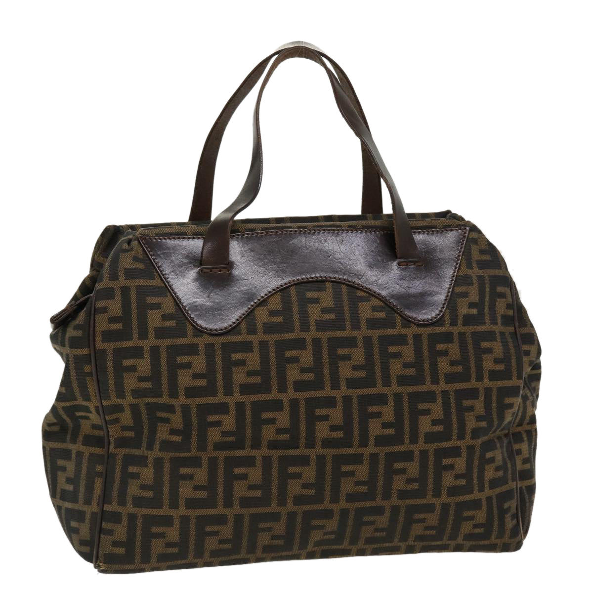 FENDI Zucca Canvas Hand Bag Nylon Brown Black rd4508