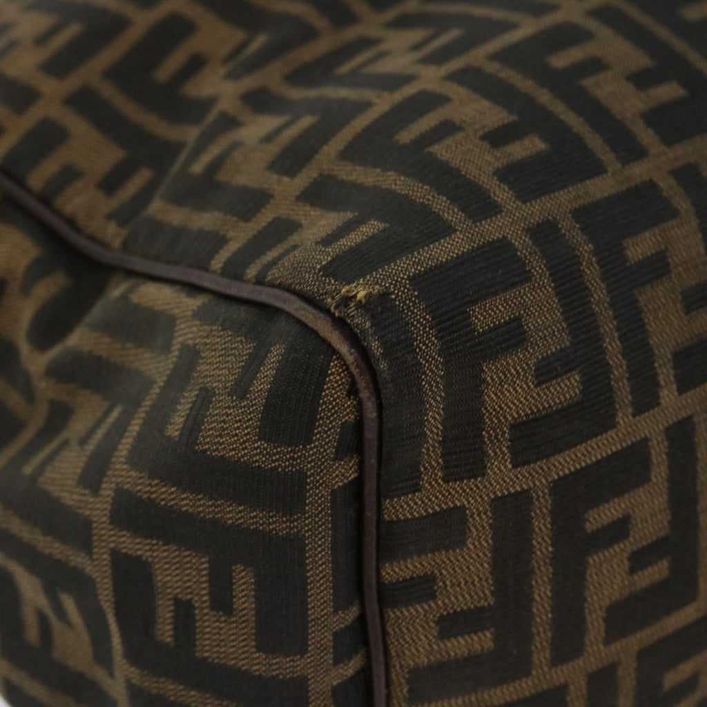 FENDI Zucca Canvas Hand Bag Nylon Brown Black rd4508