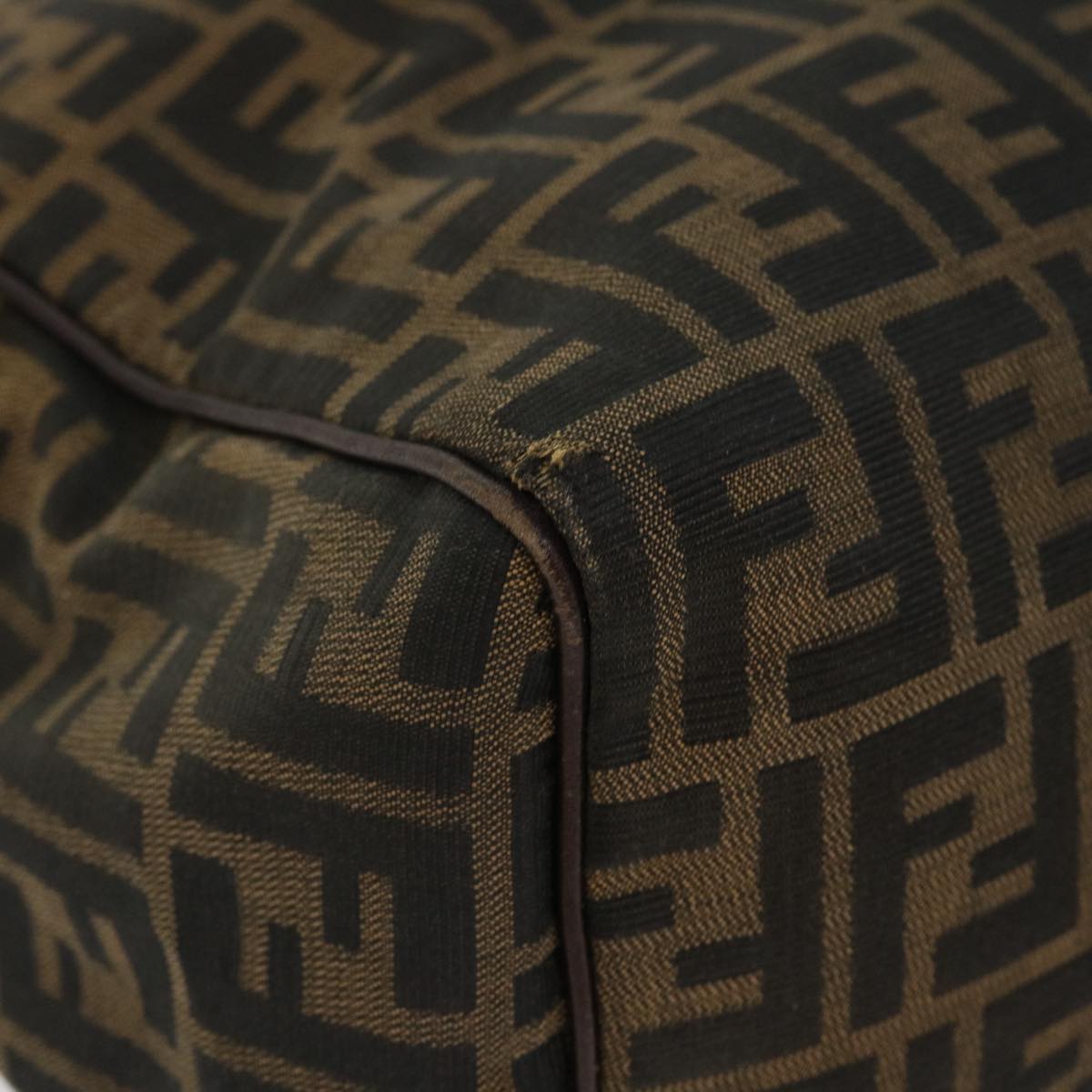 FENDI Zucca Canvas Hand Bag Nylon Brown Black rd4508