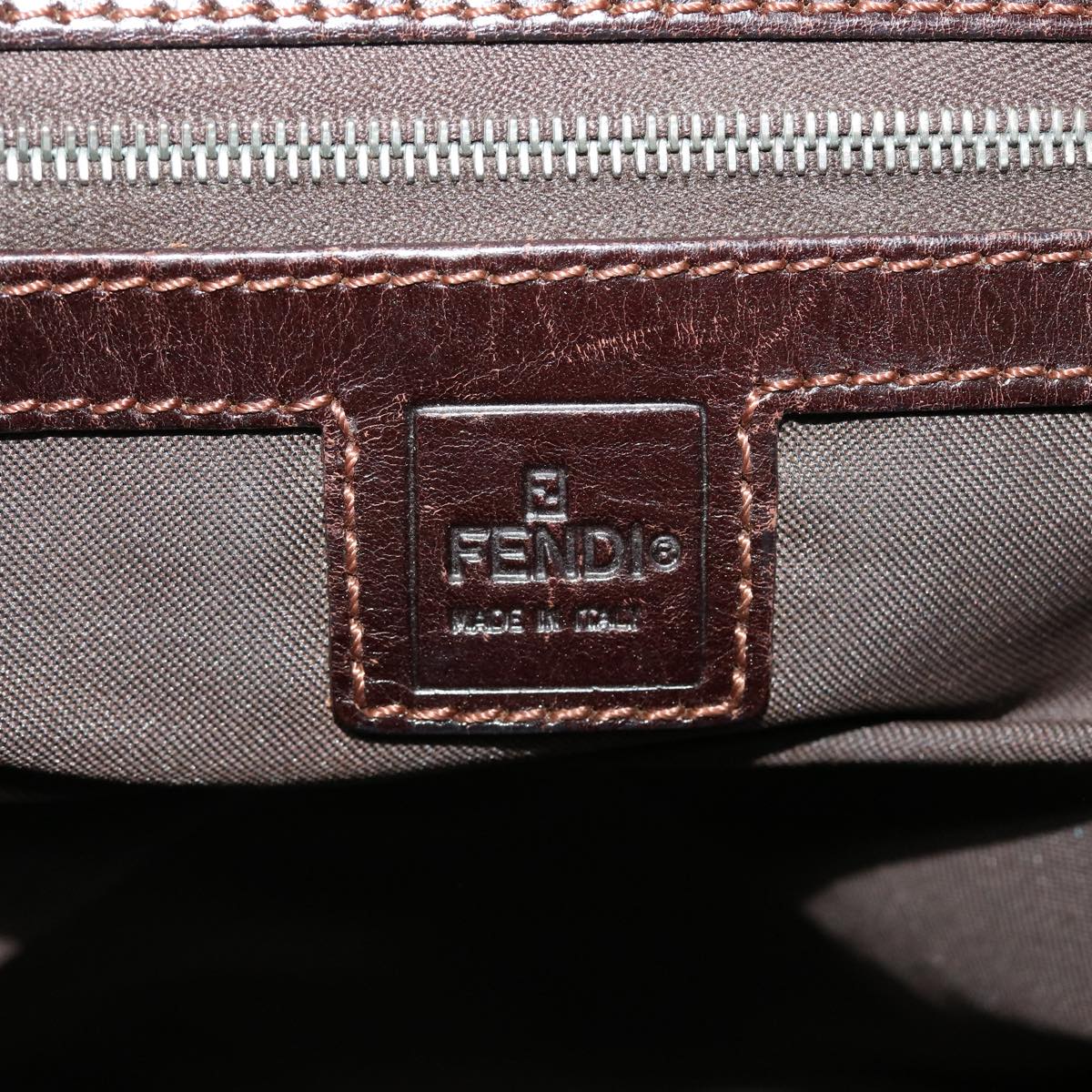 FENDI Zucca Canvas Hand Bag Nylon Brown Black rd4508