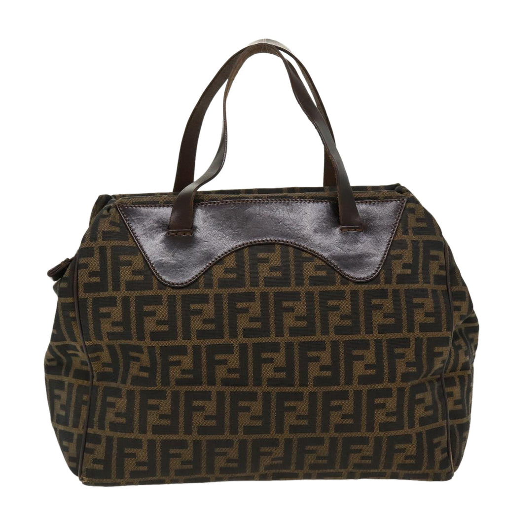 FENDI Zucca Canvas Hand Bag Nylon Brown Black rd4508