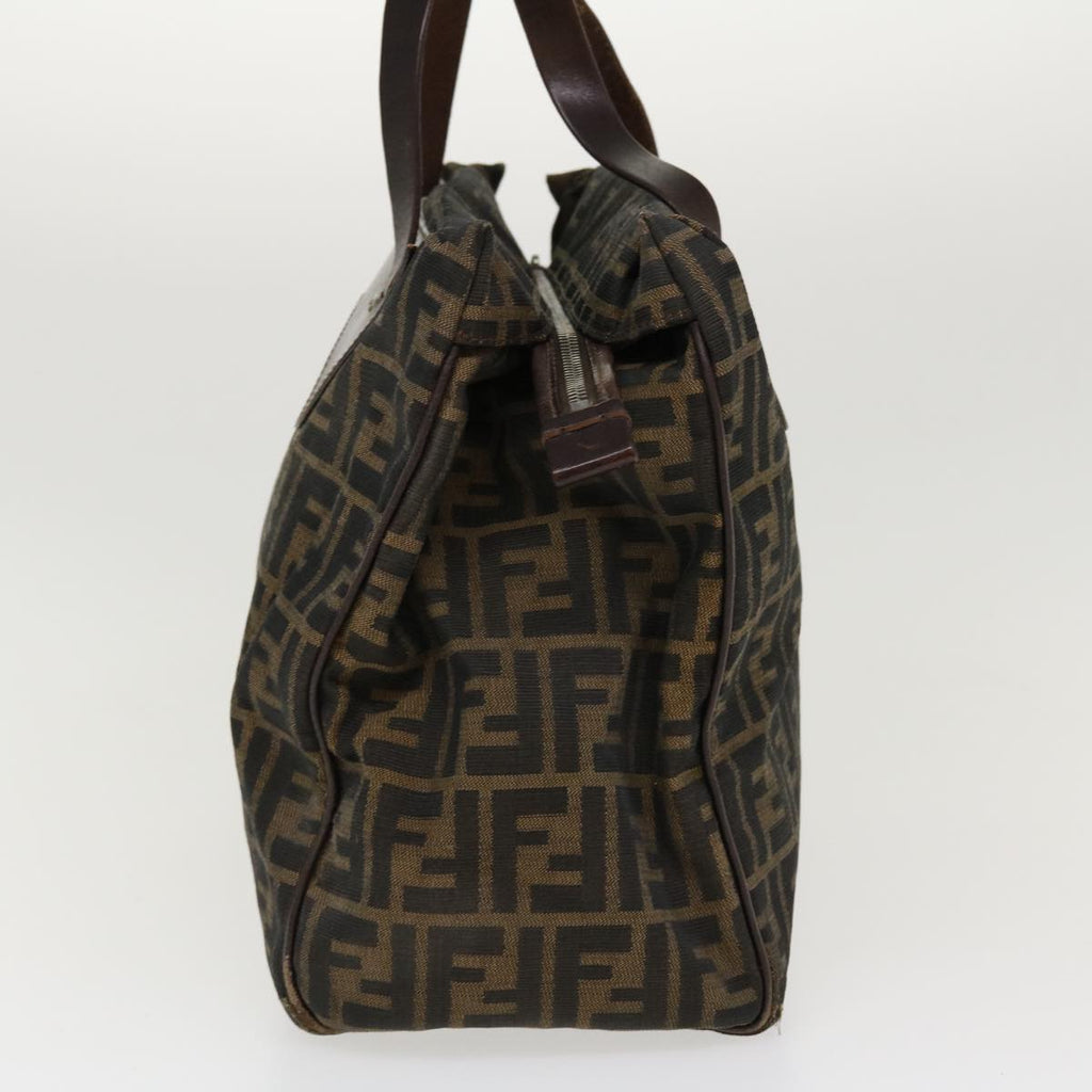 FENDI Zucca Canvas Hand Bag Nylon Brown Black rd4508