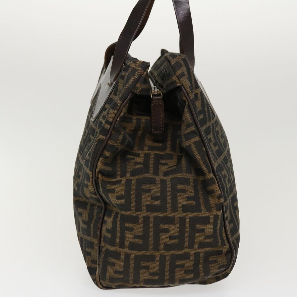 FENDI Zucca Canvas Hand Bag Nylon Brown Black rd4508